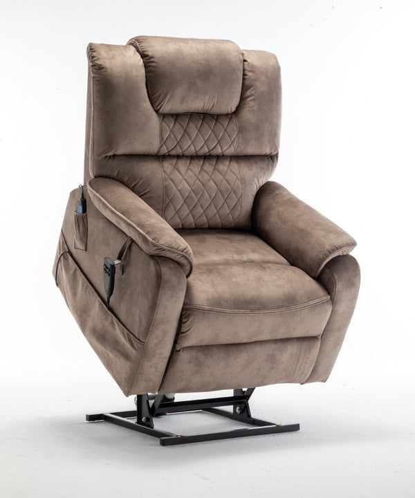 English Elm Lounge Power Lift Recliner Faux Leather Chair with 180 Degree Flat Sleeping Position W547S00025