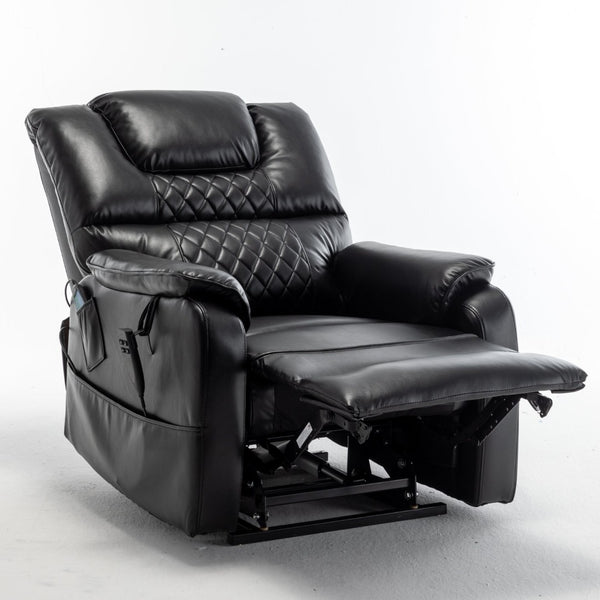 English Elm Lounge Power Lift Recliner Faux Leather Chair with 180 Degree Flat Sleeping Position W547S00024