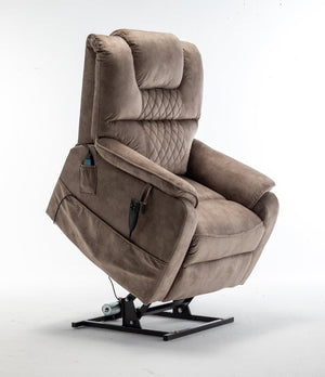 English Elm Lounge Power Lift Recliner Faux Leather Chair with 180 Degree Flat Sleeping Position W547S00025