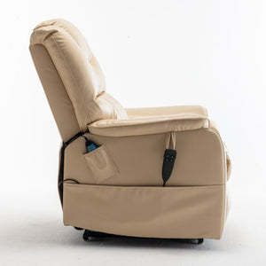 English Elm Lounge Power Lift Recliner Faux Leather Chair with 180 Degree Flat Silent Motor W547S00023