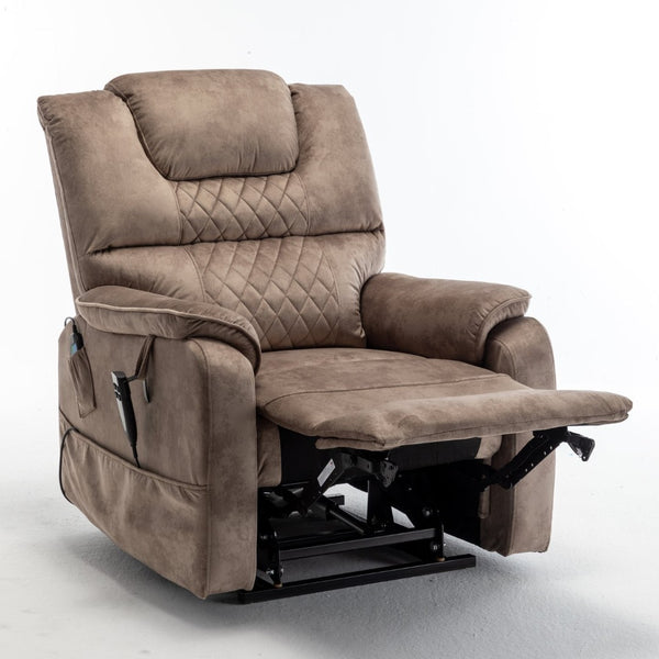 English Elm Lounge Power Lift Recliner Faux Leather Chair with 180 Degree Flat Sleeping Position W547S00025