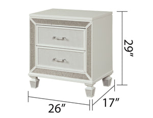 English Elm Crystal Modern 2-Drawer Nightstand White Finish — Felt-Lined Top Drawers, Smooth Ball-Bearing Glides, Durable Wood Design B00970957