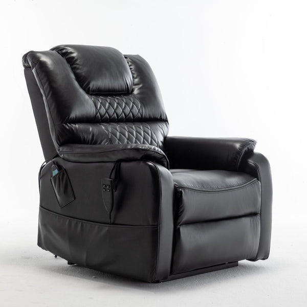 English Elm Lounge Power Lift Recliner Faux Leather Chair with 180 Degree Flat Sleeping Position W547S00024