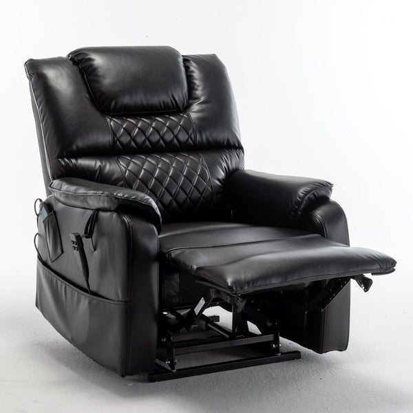 English Elm Lounge Power Lift Recliner Faux Leather Chair with 180 Degree Flat Sleeping Position W547S00024