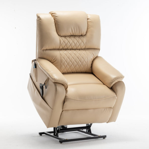 English Elm Lounge Power Lift Recliner Faux Leather Chair with 180 Degree Flat Silent Motor W547S00023