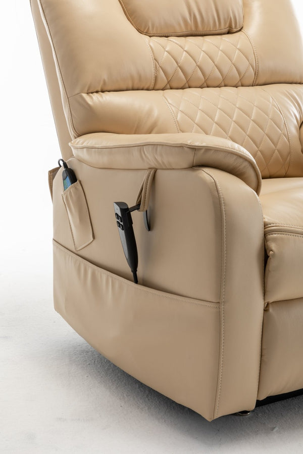 English Elm Lounge Power Lift Recliner Faux Leather Chair with 180 Degree Flat Silent Motor W547S00023