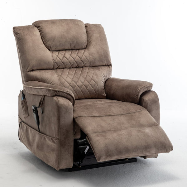 English Elm Lounge Power Lift Recliner Faux Leather Chair with 180 Degree Flat Sleeping Position W547S00025