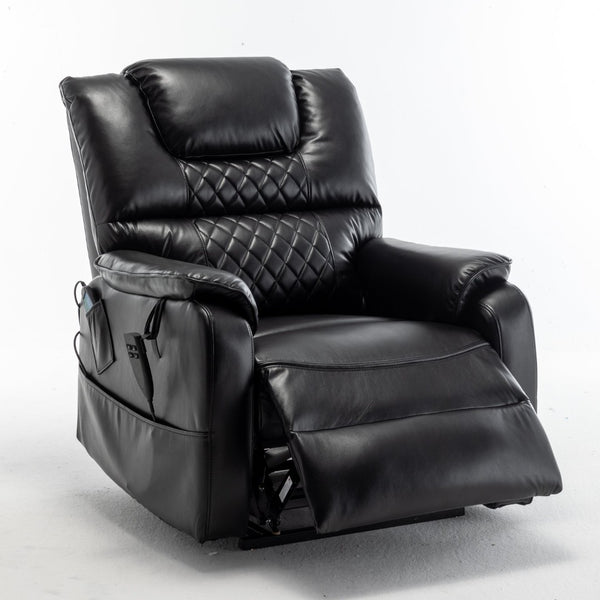 English Elm Lounge Power Lift Recliner Faux Leather Chair with 180 Degree Flat Sleeping Position W547S00024