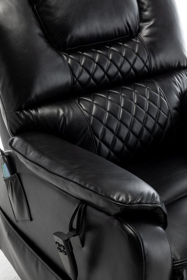 English Elm Lounge Power Lift Recliner Faux Leather Chair with 180 Degree Flat Sleeping Position W547S00024
