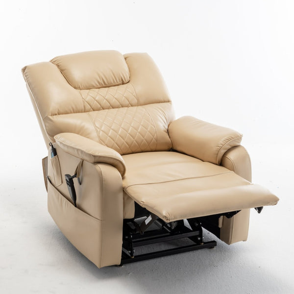English Elm Lounge Power Lift Recliner Faux Leather Chair with 180 Degree Flat Silent Motor W547S00023