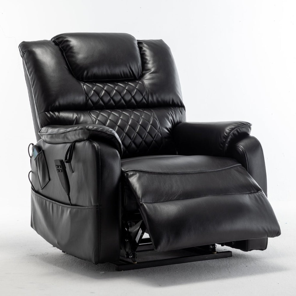 English Elm Lounge Power Lift Recliner Faux Leather Chair with 180 Degree Flat Sleeping Position W547S00024