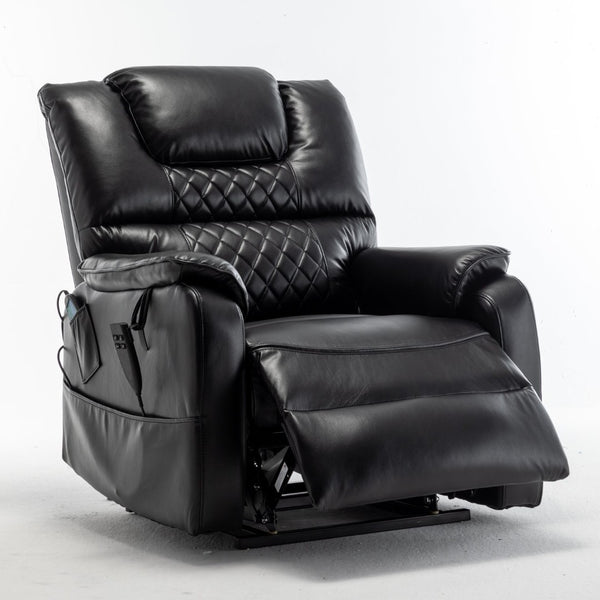 English Elm Lounge Power Lift Recliner Faux Leather Chair with 180 Degree Flat Sleeping Position W547S00024