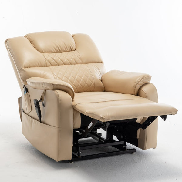 English Elm Lounge Power Lift Recliner Faux Leather Chair with 180 Degree Flat Silent Motor W547S00023