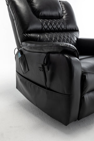 English Elm Lounge Power Lift Recliner Faux Leather Chair with 180 Degree Flat Sleeping Position W547S00024