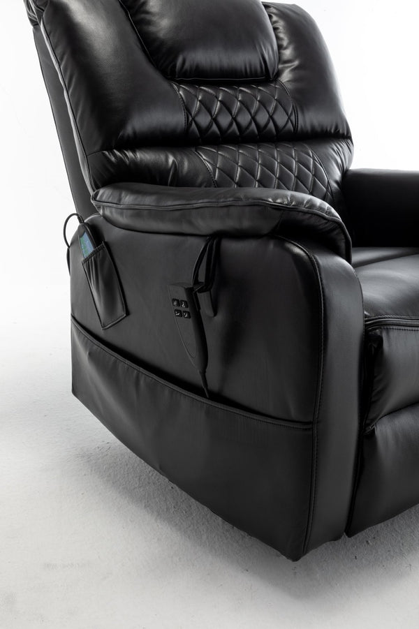 English Elm Lounge Power Lift Recliner Faux Leather Chair with 180 Degree Flat Sleeping Position W547S00024