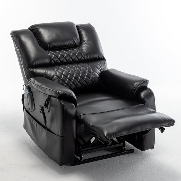 English Elm Lounge Power Lift Recliner Faux Leather Chair with 180 Degree Flat Sleeping Position W547S00024
