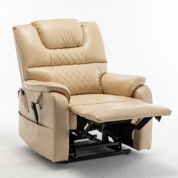 English Elm Lounge Power Lift Recliner Faux Leather Chair with 180 Degree Flat Silent Motor W547S00023