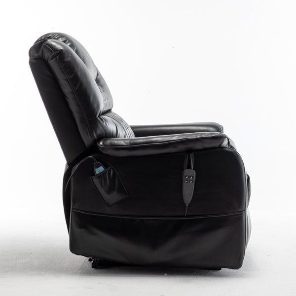 English Elm Lounge Power Lift Recliner Faux Leather Chair with 180 Degree Flat Sleeping Position W547S00024
