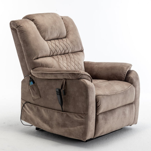 English Elm Lounge Power Lift Recliner Faux Leather Chair with 180 Degree Flat Sleeping Position W547S00025
