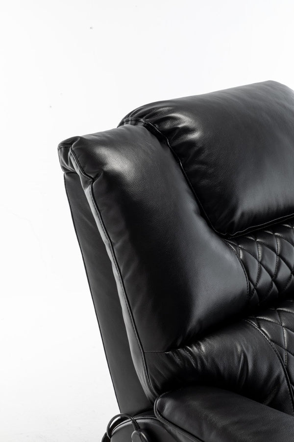 English Elm Lounge Power Lift Recliner Faux Leather Chair with 180 Degree Flat Sleeping Position W547S00024