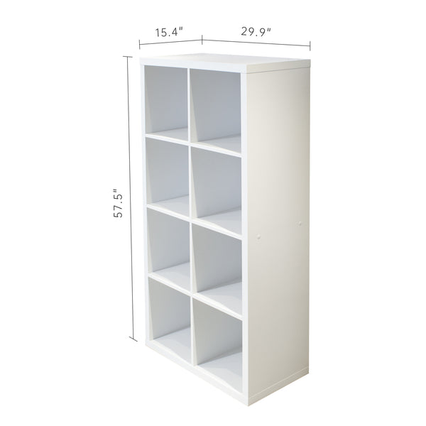 English Elm Smart Cube 8-Cube Organizer Storage with Open Back Shelves, Stylish Modular Bookcase for Home Office White W141260288