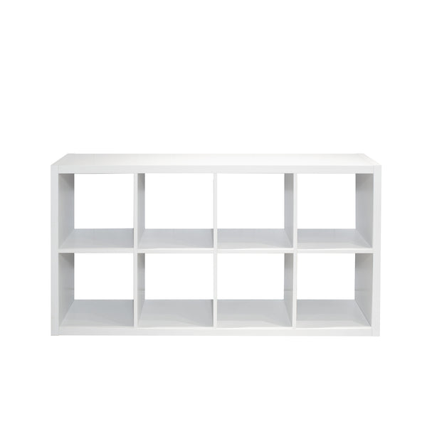 English Elm Smart Cube 8-Cube Organizer Storage with Open Back Shelves, Stylish Modular Bookcase for Home Office White W141260288