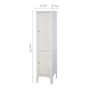 English Elm Tall Narrow Tower Freestanding Cabinet 5-Tier White MDF Storage with Shutter Doors for Home Organization W141260291