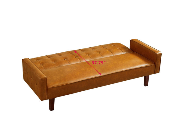 English Elm Jh6003 Convertible Pu Leather Sleeper Sofa for Small Spaces with Quick Fold Design W30861306