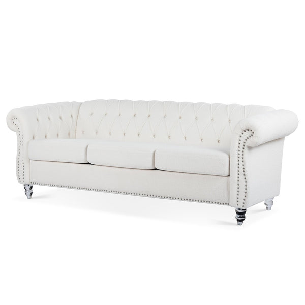 English Elm 84.65" Tufted Chesterfield Velvet Sofa with Acrylic Legs for Modern Living Rooms W68058494