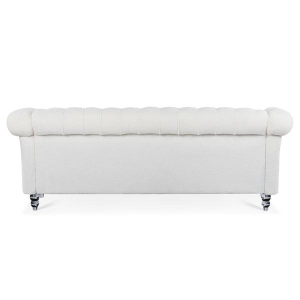 English Elm 84.65" Tufted Chesterfield Velvet Sofa with Acrylic Legs for Modern Living Rooms W68058494