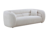 Mid Century Modern Curved 3-Seat Sofa, Boucle Fabric, White, Living Room, Bedroom, Office