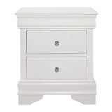 Traditional Bedroom Furniture Nightstand 3 Drawers Faux Alligator Fronts White Finish