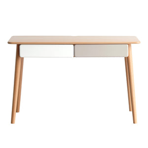 English Elm Solid Beech Wood Writing Desk 47 Inch with Two Drawers for Modern Home Office W128362458