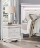 English Elm Traditional Design Bedroom Furniture 1 Piece Nightstand Of 3X Drawers Faux Alligator Embossed Fronts White Finish Wooden Furniture