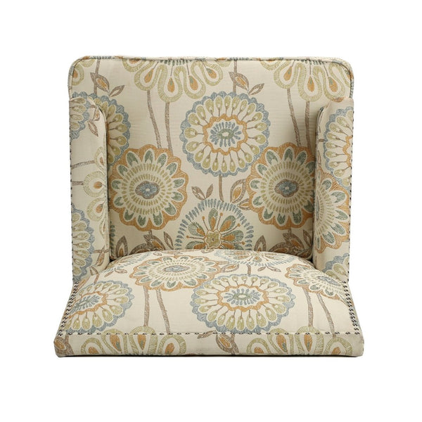English Elm Accent Chair with Bubble Nail Trim Birch Legs and High Back for Living Room W68041067