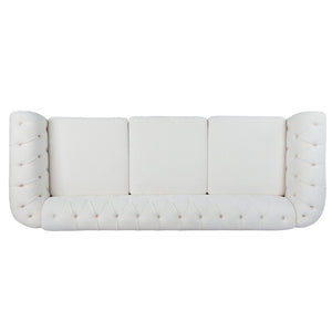 English Elm 84.65" Tufted Chesterfield Velvet Sofa with Acrylic Legs for Modern Living Rooms W68058494