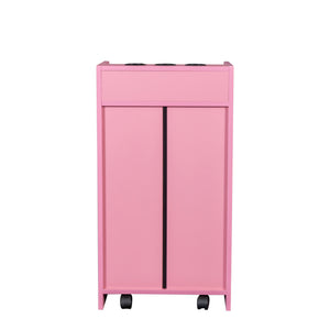 English Elm Locking Salon Beauty Cabinet with 2 Drawers & 1 Lockable Cupboard, Hair Dryer Holes, Durable Finish W33163017