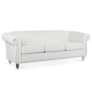 English Elm 84.65" Tufted Chesterfield Velvet Sofa with Acrylic Legs for Modern Living Rooms W68058494