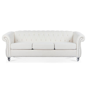 English Elm 84.65" Tufted Chesterfield Velvet Sofa with Acrylic Legs for Modern Living Rooms W68058494