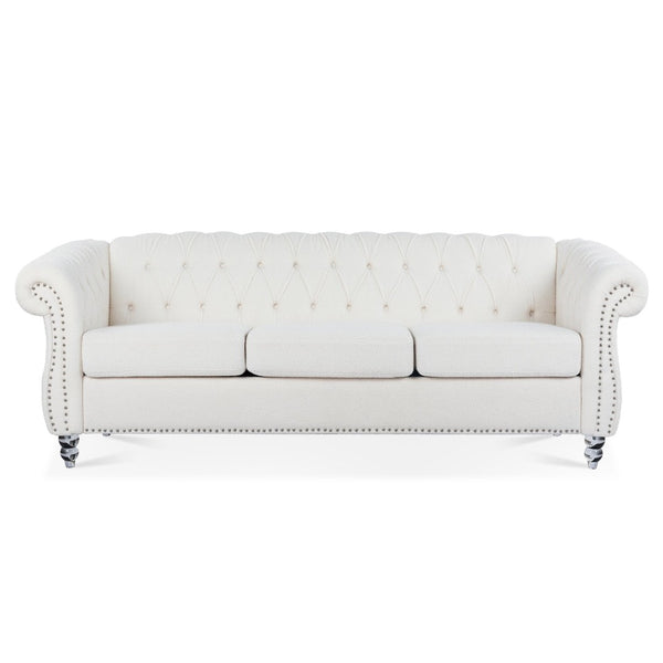English Elm 84.65" Tufted Chesterfield Velvet Sofa with Acrylic Legs for Modern Living Rooms W68058494
