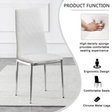 English Elm Grid Armless High Backrest Dining Chair, 8-Piece Set Of Silver Metal Legs White Chair, Office Chair. Suitable For Restaurants, Living Rooms, Kitchens, and Offices. 0924