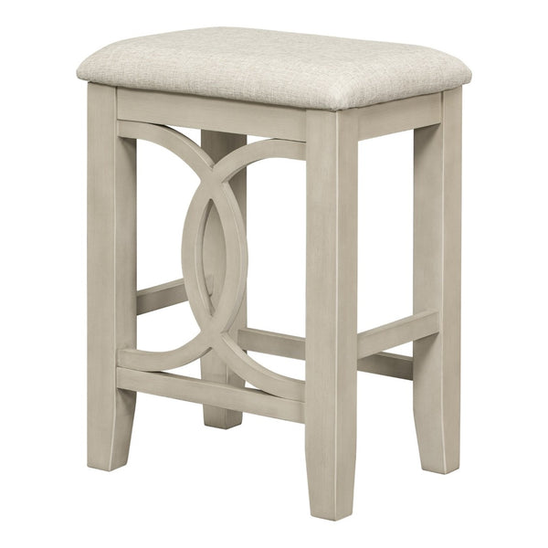 English Elm Topmax Farmhouse Counter Dining Set with Built-in Usb Charging and Upholstered Stools White N717P352068A