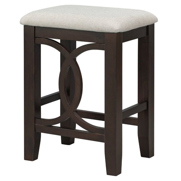 English Elm Topmax Farmhouse Counter Dining Set with Built-in Usb Charging and Upholstered Stools Espresso N717P352068P