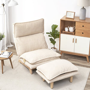 English Elm Lazy Ergonomic Folding Floor Chair — Adjustable Recliner for Living Room, Bedroom, Balcony Comfort W24463599