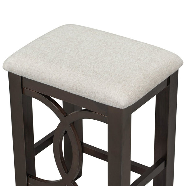 English Elm Topmax Farmhouse Counter Dining Set with Built-in Usb Charging and Upholstered Stools Espresso N717P352068P