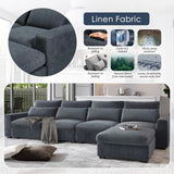 English Elm Modern Large L-Shape Feather Filled Sectional Sofa, Convertible Sofa Couch With Reversible Chaise For Living Room