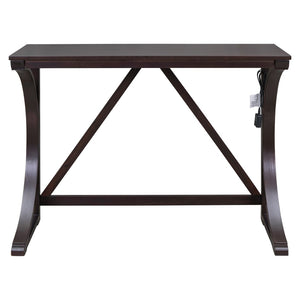 English Elm Topmax Farmhouse Counter Dining Set with Built-in Usb Charging and Upholstered Stools Espresso N717P352068P