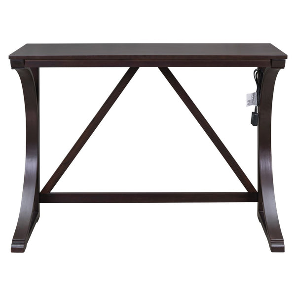 English Elm Topmax Farmhouse Counter Dining Set with Built-in Usb Charging and Upholstered Stools Espresso N717P352068P