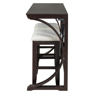 English Elm Topmax Farmhouse Counter Dining Set with Built-in Usb Charging and Upholstered Stools Espresso N717P352068P