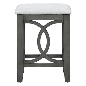 English Elm Topmax Farmhouse Counter Dining Set with Built-in Usb Charging and Upholstered Stools Gray N717P352068E